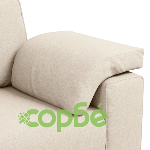 Триместен диван от лен с възглавници и дървени подлакътници - 219 см ➤ топ цена ➤ sorbe.bg