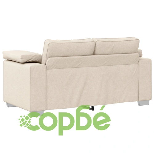 Триместен диван от лен с възглавници и дървени подлакътници - 219 см ➤ топ цена ➤ sorbe.bg