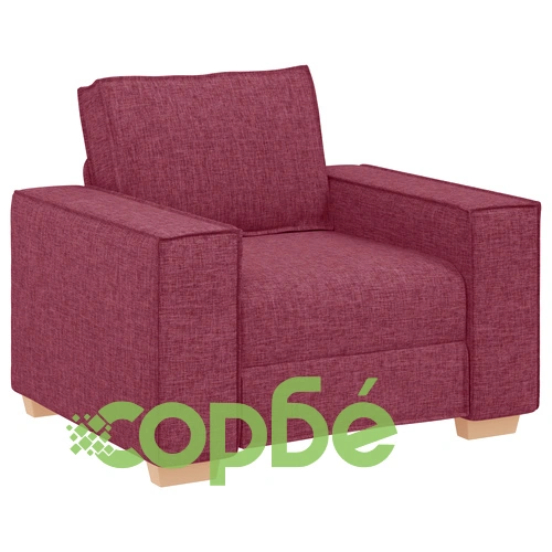 Модерен комплект канапета от 3 части с възглавници - виненочервен текстил, полиестер ➤ топ цена ➤ sorbe.bg