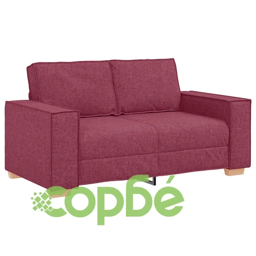 Модерен комплект канапета от 3 части с възглавници - виненочервен текстил, полиестер ➤ топ цена ➤ sorbe.bg