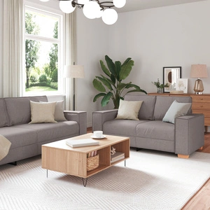 Комплект Канапе с Възглавници, 3 Части, Таупе Полиестер, 99x78x84 см