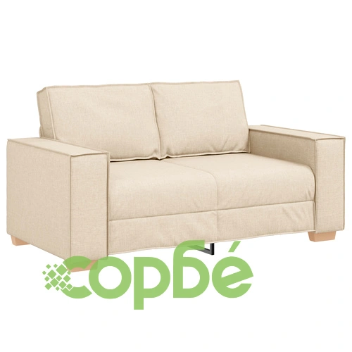 Триместен комплект дивани с възглавници - кремав текстил, 3 части ➤ топ цена ➤ sorbe.bg