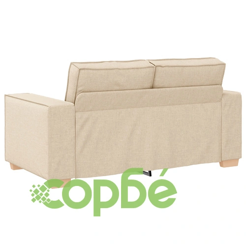 Триместен комплект дивани с възглавници - кремав текстил, 3 части ➤ топ цена ➤ sorbe.bg