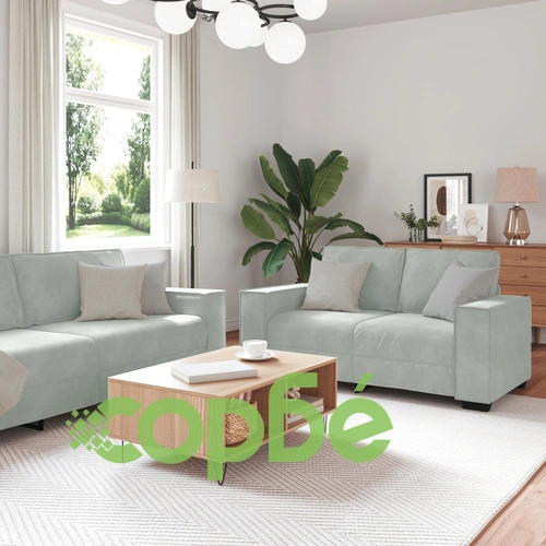 3-Часов Диван Комплект от 3 Елемента с Възглавници от Светлосив Велур ➤ топ цена ➤ sorbe.bg