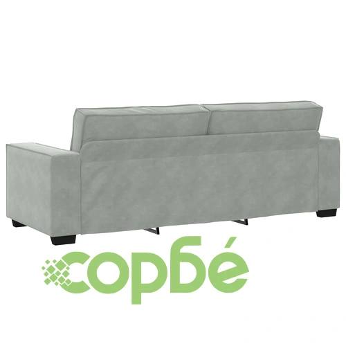 3-Часов Диван Комплект от 3 Елемента с Възглавници от Светлосив Велур ➤ топ цена ➤ sorbe.bg