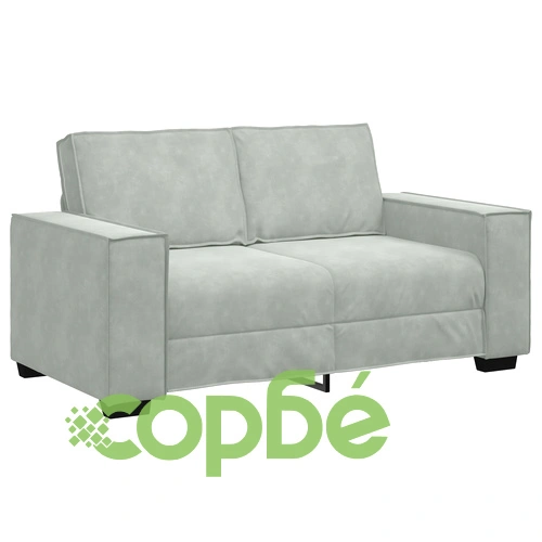 3-Часов Диван Комплект от 3 Елемента с Възглавници от Светлосив Велур ➤ топ цена ➤ sorbe.bg