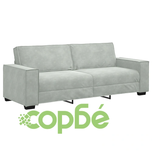 3-Часов Диван Комплект от 3 Елемента с Възглавници от Светлосив Велур ➤ топ цена ➤ sorbe.bg