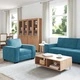 Комплект диван от 3 части с възглавници, синьо кадифе, 220 x 78 x 84 см