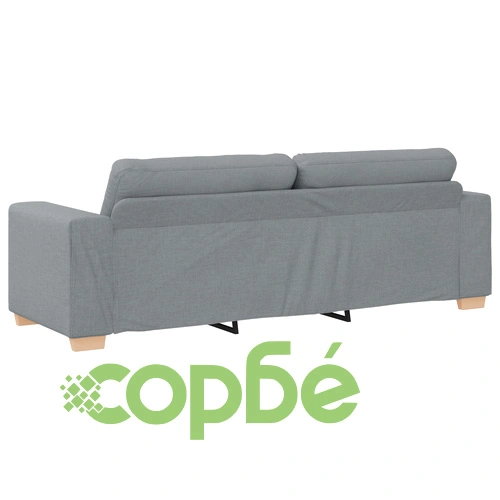 Комплект диван от 3 части с възглавници - светлосив текстилен комплект за дневна ➤ топ цена ➤ sorbe.bg