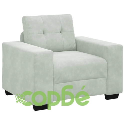 3-частен комплект диван от светлосив велур с възглавници - 100 x 78 x 80 см ➤ топ цена ➤ sorbe.bg