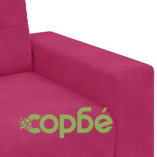 3-частен комплект дивани от червено кадифе с възглавници - метална рамка ➤ топ цена ➤ sorbe.bg