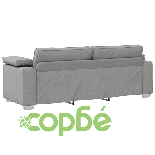 Комплект метален диван от 3 части с възглавници, облачно сив текстил ➤ топ цена ➤ sorbe.bg