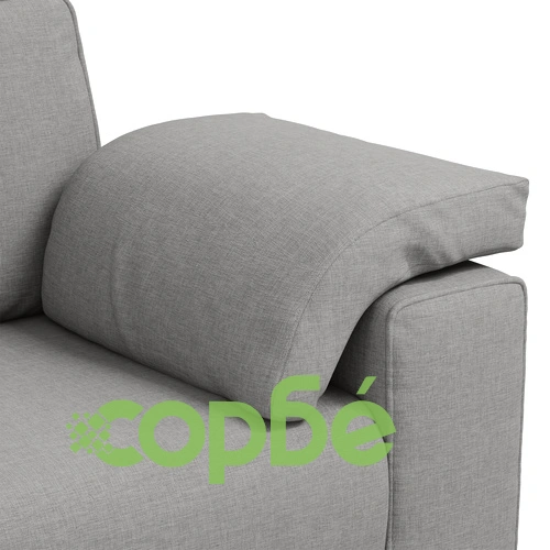 Комплект метален диван от 3 части с възглавници, облачно сив текстил ➤ топ цена ➤ sorbe.bg