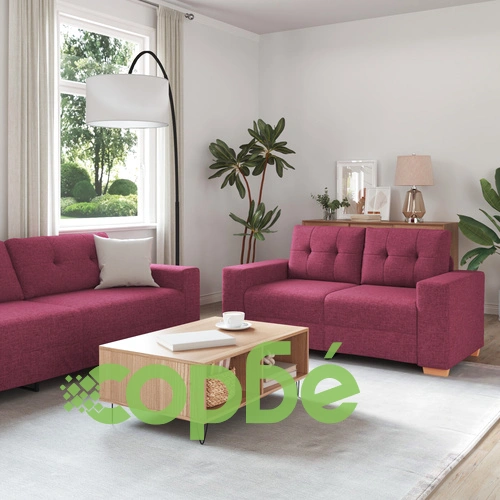 Диван комплект от 2 части с възглавници - бордо текстил ➤ топ цена ➤ sorbe.bg