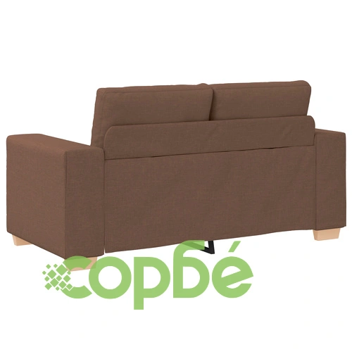 Комплект от 2 дивана с възглавници - двуместен диван и фотьойл с кафява текстилна тапицерия ➤ топ цена ➤ sorbe.bg