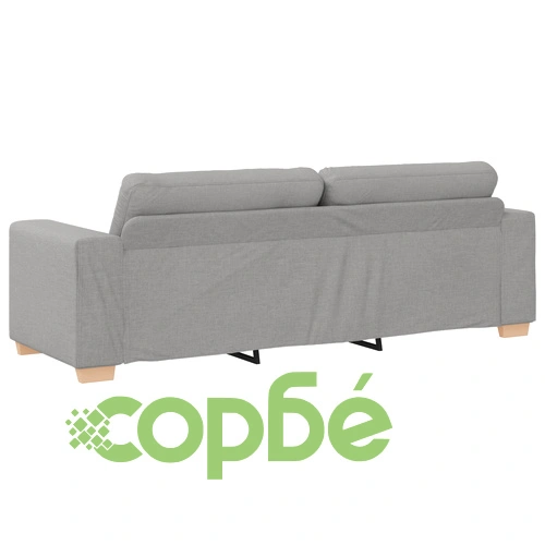 Диван комплект от 2 части с възглавници - сив текстил ➤ топ цена ➤ sorbe.bg