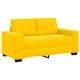 Комплект от 2 части - Жълт Диван и Двуместен Диван с Полиестерна Тапицерия и Дървена Рамка