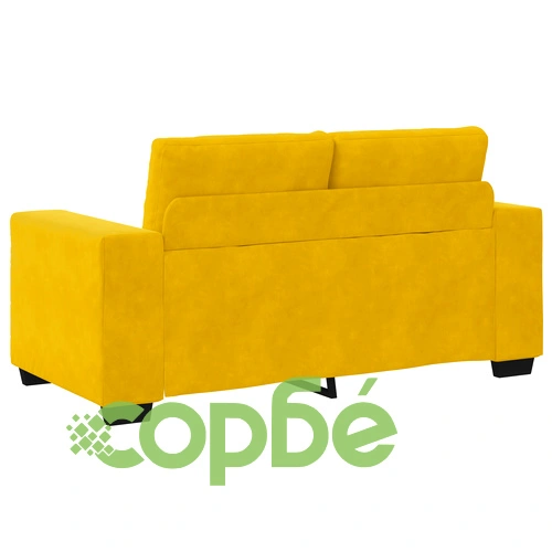 Комплект от 2 части - Жълт Диван и Двуместен Диван с Полиестерна Тапицерия и Дървена Рамка ➤ топ цена ➤ sorbe.bg