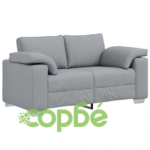 Комплект от 2 дивана с възглавници - двуместен и триместен в светло сиво, текстилна тапицерия ➤ топ цена ➤ sorbe.bg