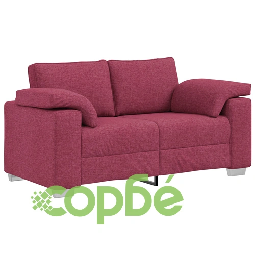 2-Членен Диван Комплект с Възглавници - Вино Червен Полиестерен Тъкан, 160 x 77 x 82 см ➤ топ цена ➤ sorbe.bg