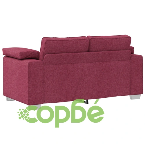 2-Членен Диван Комплект с Възглавници - Вино Червен Полиестерен Тъкан, 160 x 77 x 82 см ➤ топ цена ➤ sorbe.bg