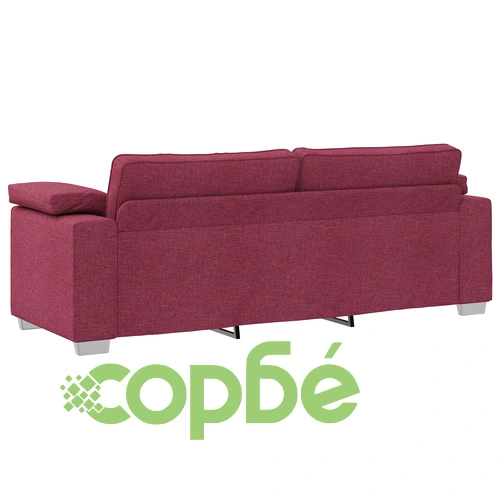 2-Членен Диван Комплект с Възглавници - Вино Червен Полиестерен Тъкан, 160 x 77 x 82 см ➤ топ цена ➤ sorbe.bg