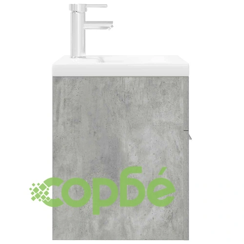 Шкаф за мивка за баня с вградена керамична мивка и смесител, Бетон сив, 41x38,5x46 см ➤ топ цена ➤ sorbe.bg