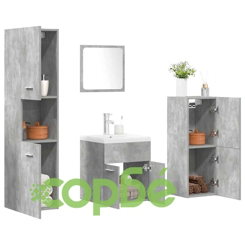 Комплект мебели за баня от 5 части в бетонно сив цвят от инженерно дърво ➤ топ цена ➤ sorbe.bg