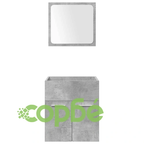 Комплект мебели за баня от 5 части в бетонно сив цвят от инженерно дърво ➤ топ цена ➤ sorbe.bg