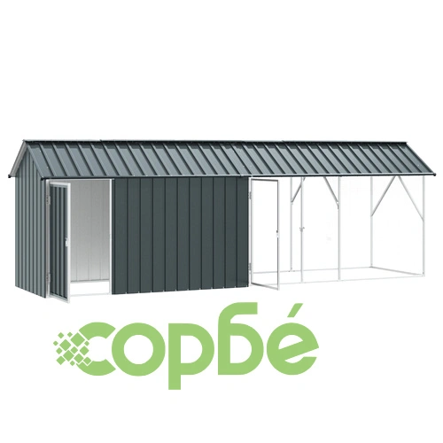 Клетка за птици с удължение от стомана - Антрацит 112x442x141 см ➤ топ цена ➤ sorbe.bg