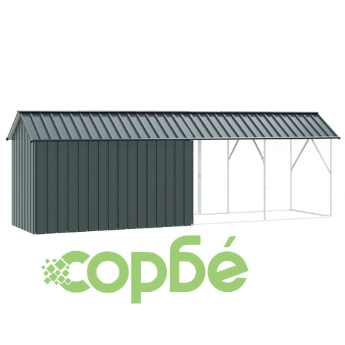 Клетка за птици с удължение от стомана - Антрацит 112x442x141 см ➤ топ цена ➤ sorbe.bg