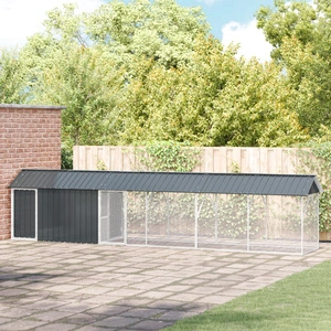 Волиера за птици от стомана с удължение, антрацит, 112x640x141 см