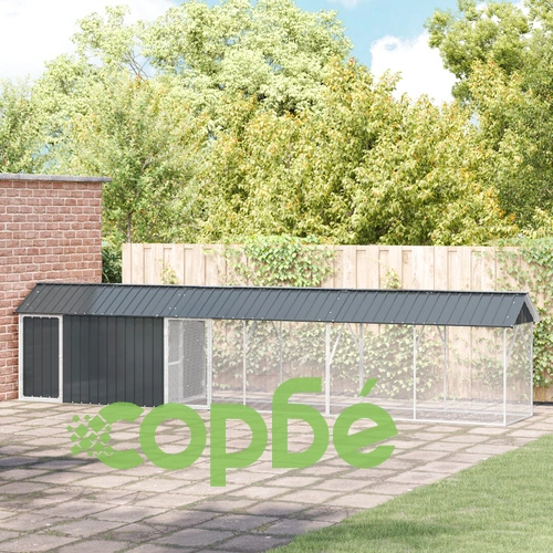 Волиера за птици от стомана с удължение, антрацит, 112x640x141 см ➤ топ цена ➤ sorbe.bg