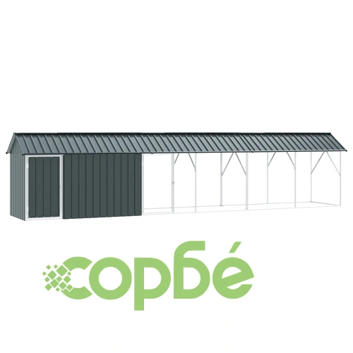 Волиера за птици от стомана с удължение, антрацит, 112x640x141 см ➤ топ цена ➤ sorbe.bg