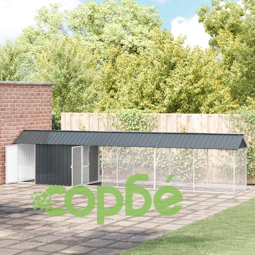 Волиера за птици от стомана с удължение, антрацит, 112x640x141 см ➤ топ цена ➤ sorbe.bg