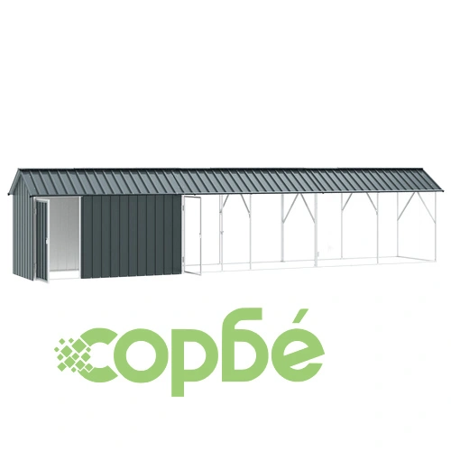 Волиера за птици от стомана с удължение, антрацит, 112x640x141 см ➤ топ цена ➤ sorbe.bg