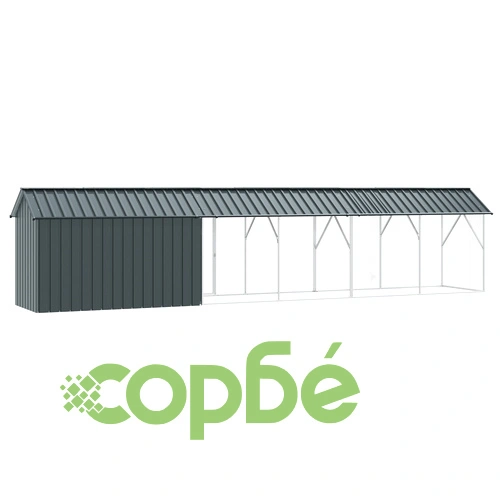 Волиера за птици от стомана с удължение, антрацит, 112x640x141 см ➤ топ цена ➤ sorbe.bg