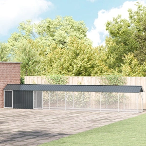 Клетка за птици от стомана с удължение, антрацит, 112x838x141 см