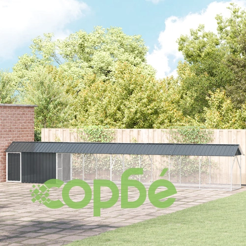 Клетка за птици от стомана с удължение, антрацит, 112x838x141 см ➤ топ цена ➤ sorbe.bg