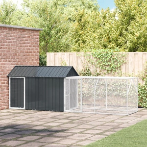 Волиера за птици от стомана с прахово покритие, антрацит, 112x421x141 см