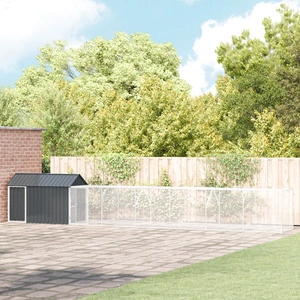 Клетка за птици с удължение, Антрацит, 112x817x141 см, Стоманена конструкция