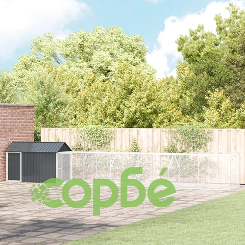 Клетка за птици с удължение, Антрацит, 112x817x141 см, Стоманена конструкция ➤ топ цена ➤ sorbe.bg