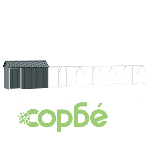 Клетка за птици с удължение, Антрацит, 112x817x141 см, Стоманена конструкция ➤ топ цена ➤ sorbe.bg