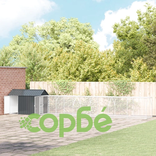 Клетка за птици с удължение, Антрацит, 112x817x141 см, Стоманена конструкция ➤ топ цена ➤ sorbe.bg