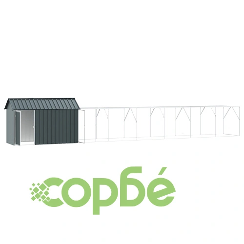 Клетка за птици с удължение, Антрацит, 112x817x141 см, Стоманена конструкция ➤ топ цена ➤ sorbe.bg