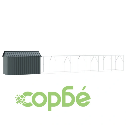 Клетка за птици с удължение, Антрацит, 112x817x141 см, Стоманена конструкция ➤ топ цена ➤ sorbe.bg