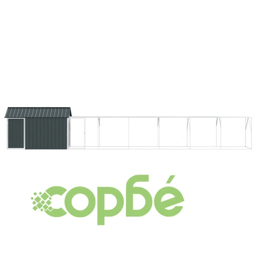 Клетка за птици с удължение, Антрацит, 112x817x141 см, Стоманена конструкция ➤ топ цена ➤ sorbe.bg