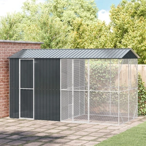 Клетка за птици с разширение от стомана, Антрацит, 210x442x247 см