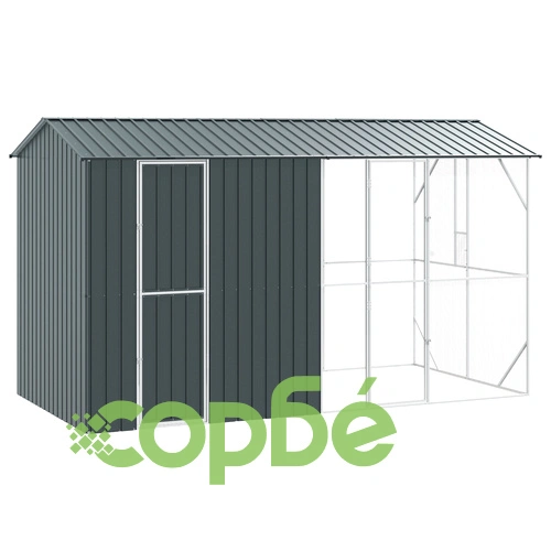 Клетка за птици с разширение от стомана, Антрацит, 210x442x247 см ➤ топ цена ➤ sorbe.bg