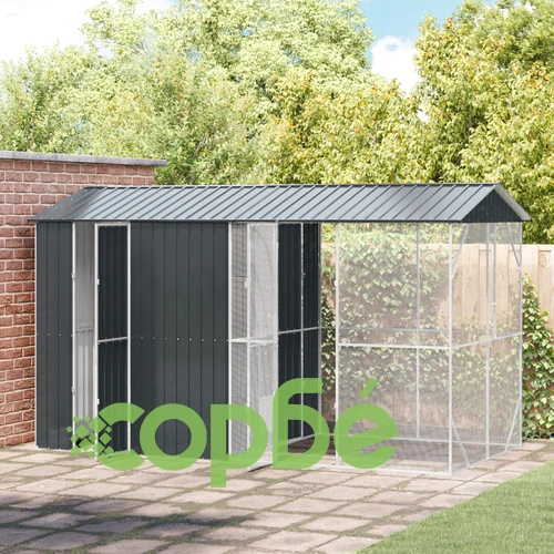 Клетка за птици с разширение от стомана, Антрацит, 210x442x247 см ➤ топ цена ➤ sorbe.bg